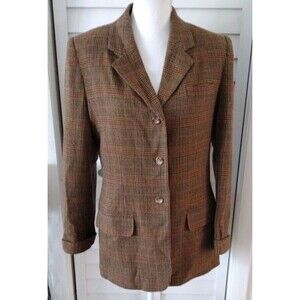Lands' End darted blazer women's 8‎ Wool Tweed Jacket Plaid